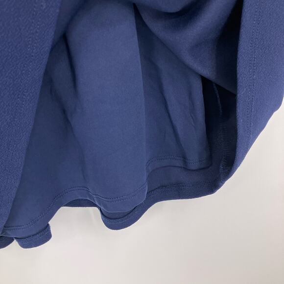 ModCloth Navy Blue V Neck Cap Sleeve Pleated Lined Fit & Flare Cocktail Dress - Picture 7 of 9